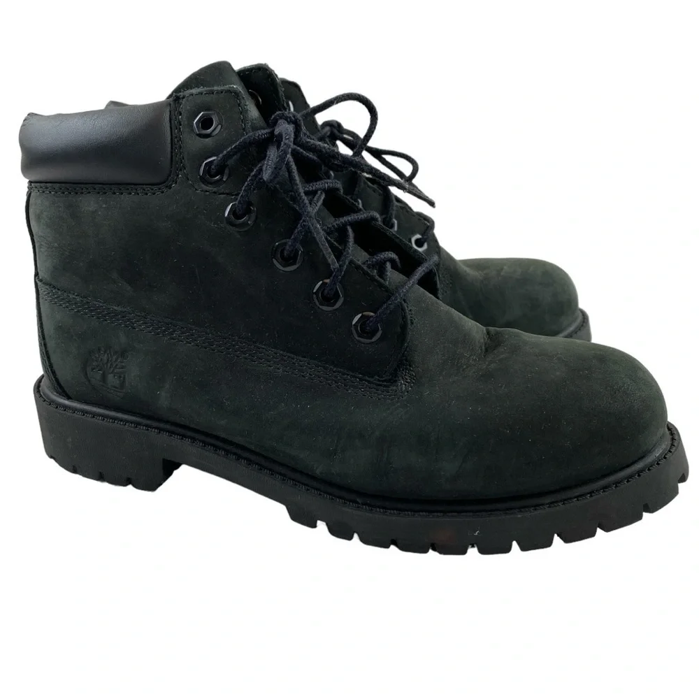 Timberland Boys Black Premium Water Resistant Leather Suede Boots Sz 3‎